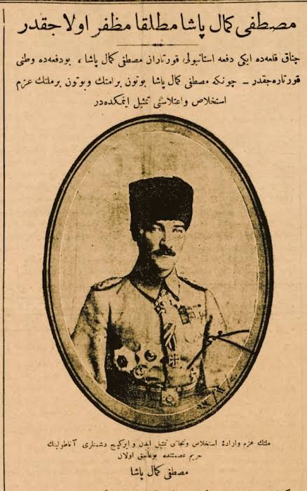 "Çanakkale'de iki defa İstanbul'u kurtaran Mustafa Kemal Paşa, bu defa da vatanı kurtaracaktır." 

1921 - Tevhid-i Efkâr