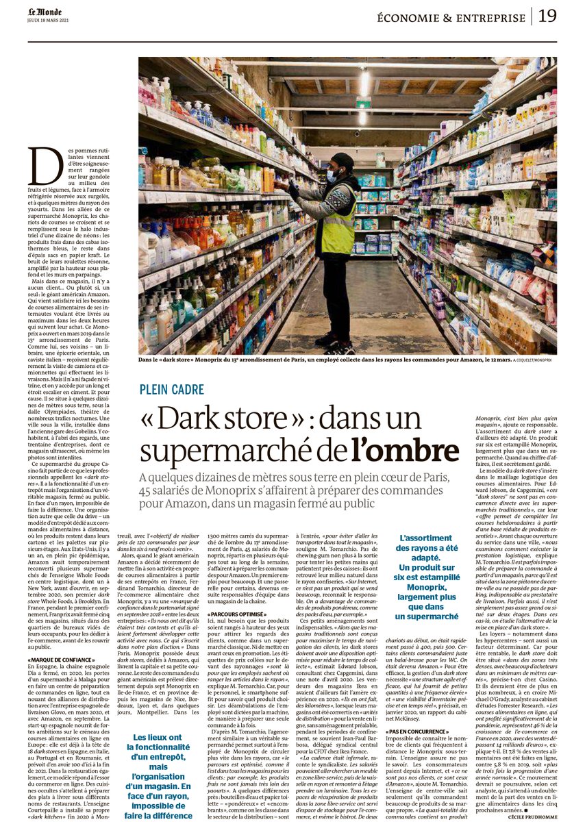 Dauvers70's tweet photo. Dans ce papier du @lemondefr il y a une véritable bombe... "Ce ne sont pas nos clients, ce sont ceux d’Amazon" dit @F_Tomarchio de @Monoprix. A suivre... https://t.co/d4vVtDk59H