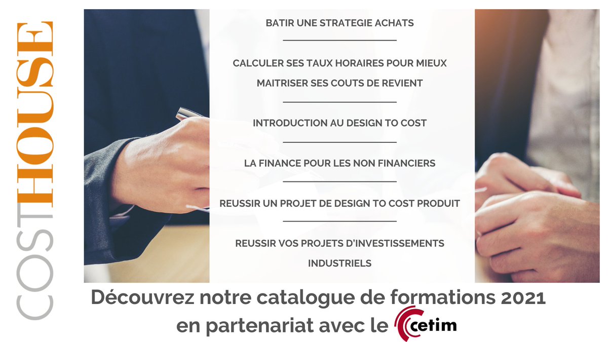 CostHouse's tweet photo. Profitez de 2021 pour vous former ! Découvrez le catalogue de formations Cost House proposé en partenariat avec le 
@Cetim autour de la Performance économique industrielle: https://t.co/Sa8EexrYRI

#industrie #achats #finance #investissements https://t.co/o3SUAPcS68