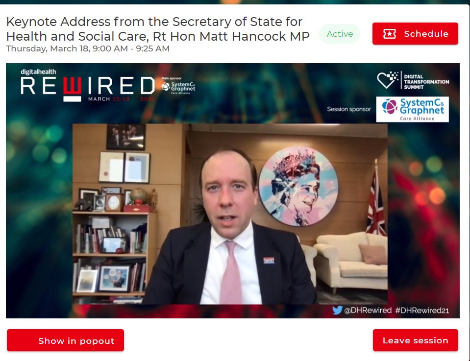 Never ever thought I'd hear a Health SoS say "we need to separate the data layer from the application layer to create a consistent platform in the cloud"... hallelujah...Great news for all pushing this untethered approach inc me🙂 Good to hear <a href="/MattHancock/">Matt Hancock</a>