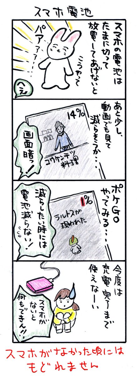 #四コマ漫画
#スマホ電池 