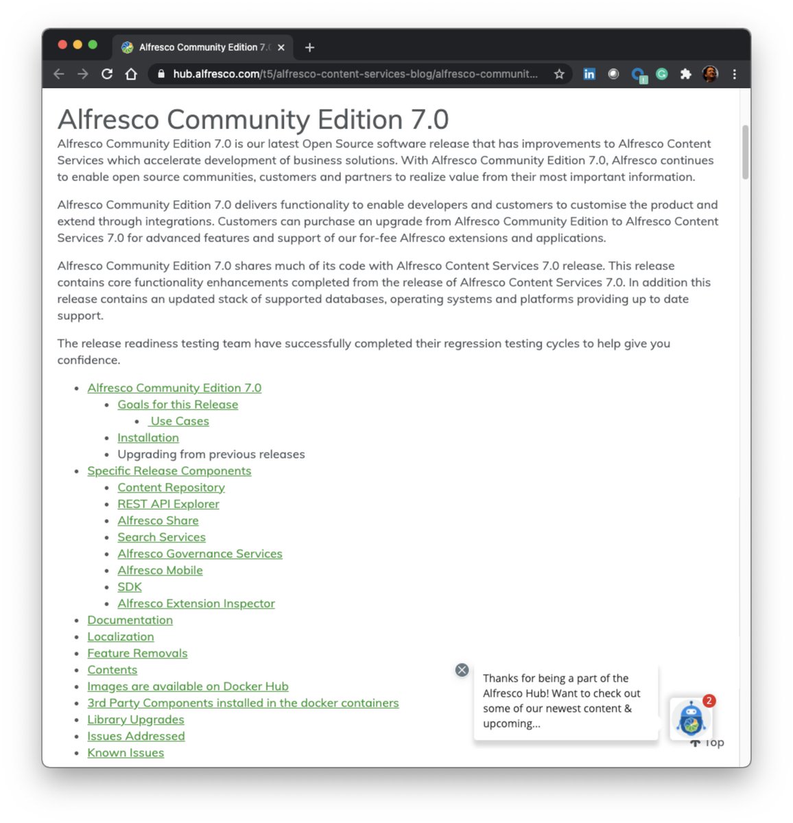 FrkCorti's tweet photo. Welcome to the #Alfresco Community Edition version 7.0. A massive milestone with many enhancements... including a new SDK. Stay tuned for more info on this. https://t.co/PI5OaYlsCf https://t.co/pFqrdIxs6H
