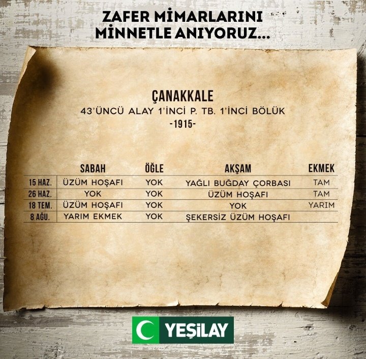 Çanakkale Zaferimizin 106. yıldönümünde tüm şehitlerimizi rahmet, minnet ve saygıyla anıyoruz. 🇹🇷
#18martcanakkalezaferi #CanakkaleGecilmez #yesilay