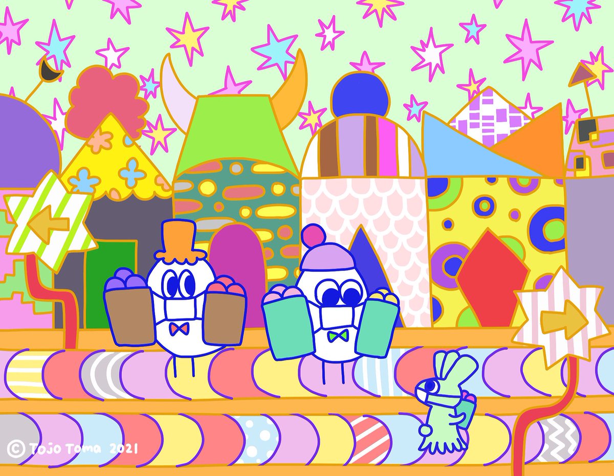 東条東馬 Tojo Toma Shopping かわいい 可愛い イラスト Art Illustration Artwork かわいいイラスト コロナに負けるな Colorful アート アート好きな人と繋がりたい