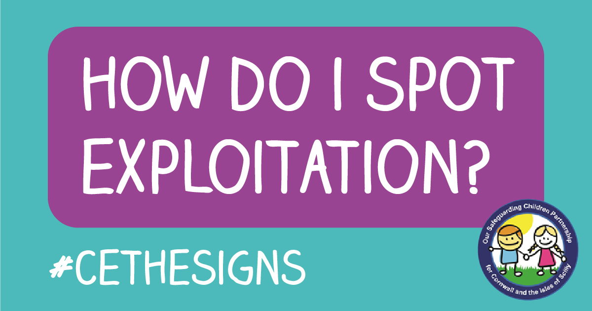 CornwallVSF's tweet photo. Exploited children and young people may not know they’re being exploited. 

Find out how to spot #CEtheSigns of child exploitation so we can help protect them from harm: https://t.co/GcVCSKWVwB

#CSE2021 https://t.co/fmmOdvfEDa