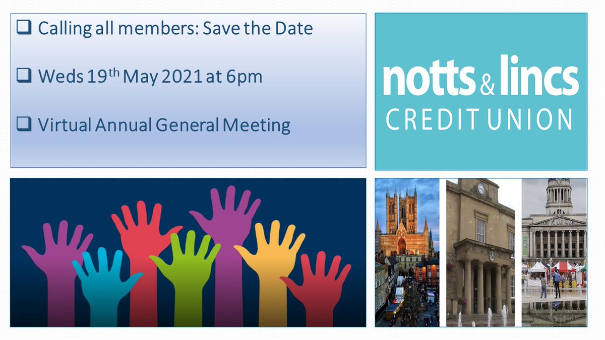 A Credit Union is owned by its members who have a say in the how the Credit Union is managed.  Our AGM will be on 19th May at 6pm, using 'video conference'.  
All members are welcome, invites will be sent closer to the AGM. PLEASE SAVE THE DATE.
ow.ly/f3Cg50E10bp