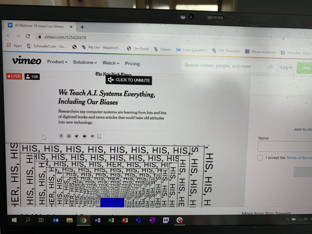 Bias in algorithms: thought provoking presentation by <a href="/gerasimoss/">Jerry Spanakis 🟥 🦋 gerasimoss.bsky.social</a> on his interesting and relevant research work during AI-webinar of <a href="/UM_DKE/">UM Dept. of Data Science and Knowledge Engineering</a> <a href="/bissinstitute1/">BISS - Brightlands Institute for Smart Society</a> <a href="/BL_SSC/">Brightlands Heerlen</a> @navatintarev