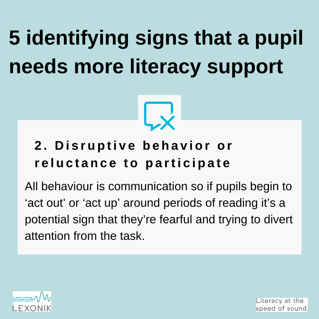 LexonicST's tweet image. 2/5 identifying signs that a pupil may need more literacy support. 

Over the course of 5 days, we are posting 5 identifying signs that a pupil may need more #literacy #support. Click the link to skip to all 5 reasons and share them with others! bit.ly/3ljJI4n

#teaching