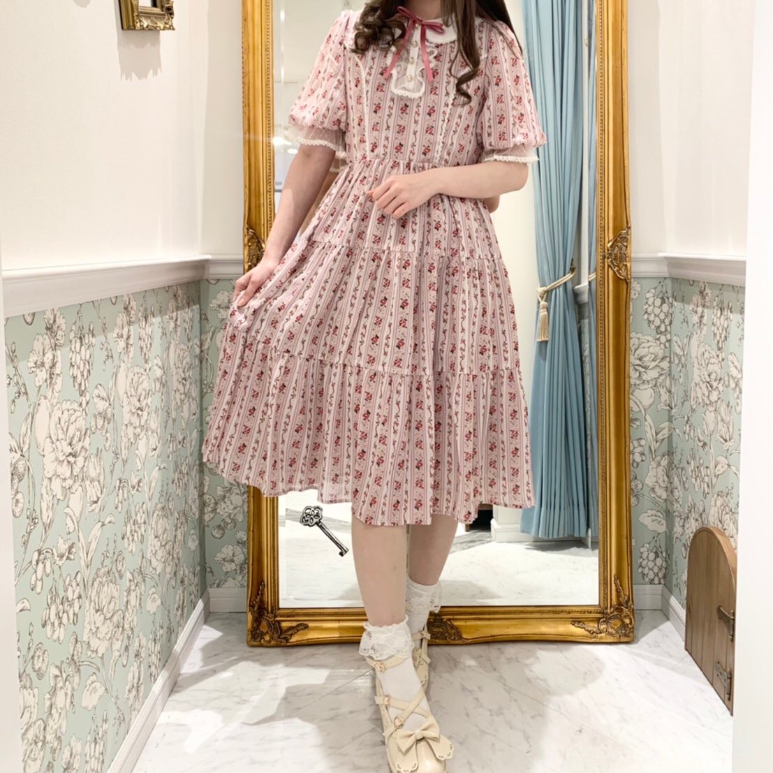 axes femme アクシーズファム ワンピース ノースリーブ ピンク ローズ