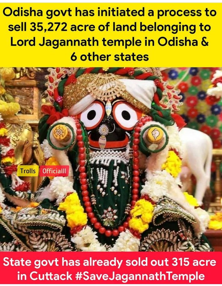 ____soh___'s tweet photo. More than 90 k Tweets on #SaveJagannathLands 
Still No statement Came from Odhisa Government

This will surely land them in Trouble in Upcoming Elections
Hindus should teach these Political parties that Our Vote matters a lot and We are 100 crores in Number

Retweet if you agree https://t.co/IoGYEoI06x