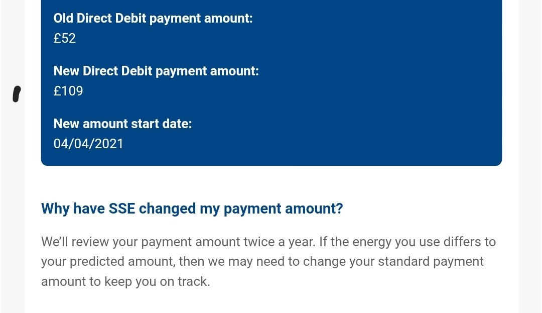 Wow @YourSSE. Account in credit so why double DD "based on predicted amount"? Your agent tells me it's because cost of gas in UK higher for YOU atm. By end of call DD halved based upon my actual usage. Using your customers to aid your cashflow? Aren't people struggling enough?