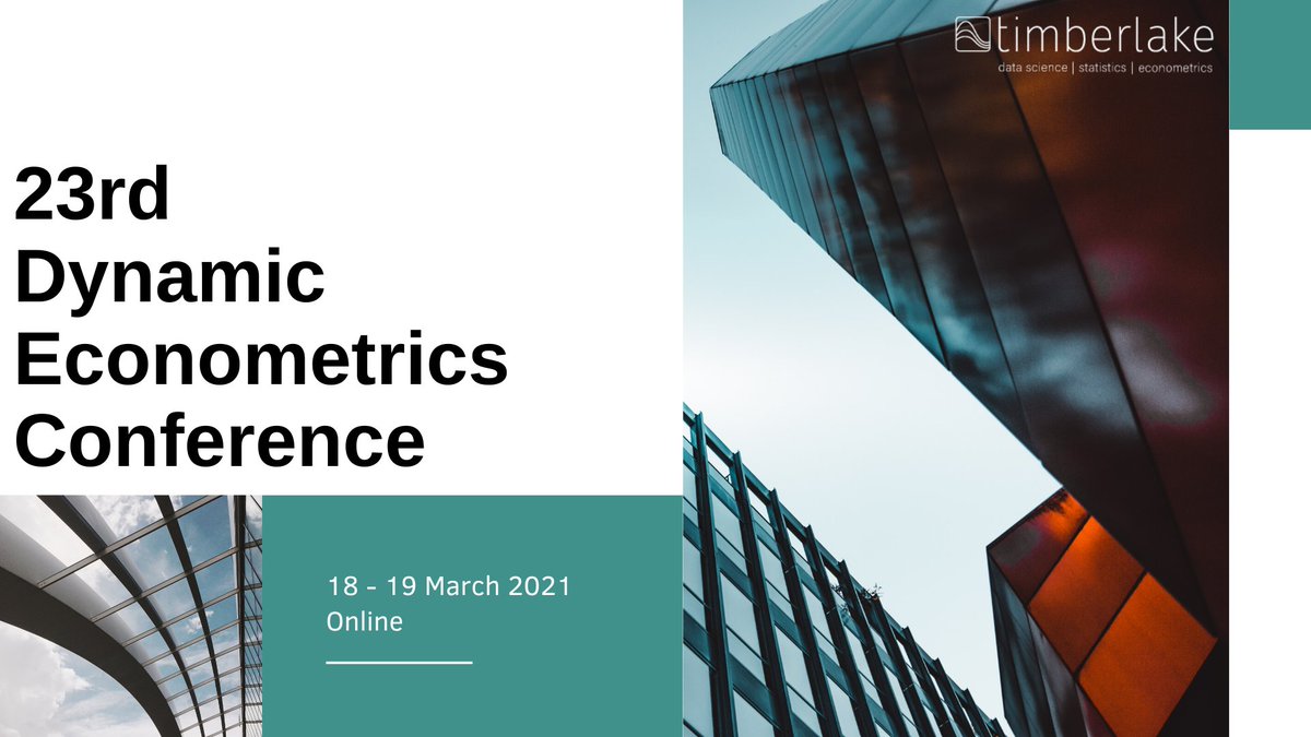 TimberlakeLtd's tweet photo. The Dynamic Econometrics Conference starts today! We are looking forward to welcoming you to the first virtual edition of the event. Make sure you’re registered to attend this private event, sign up here before 12pm GMT: https://t.co/jzF31hS7sU https://t.co/hXfLBHn2U1