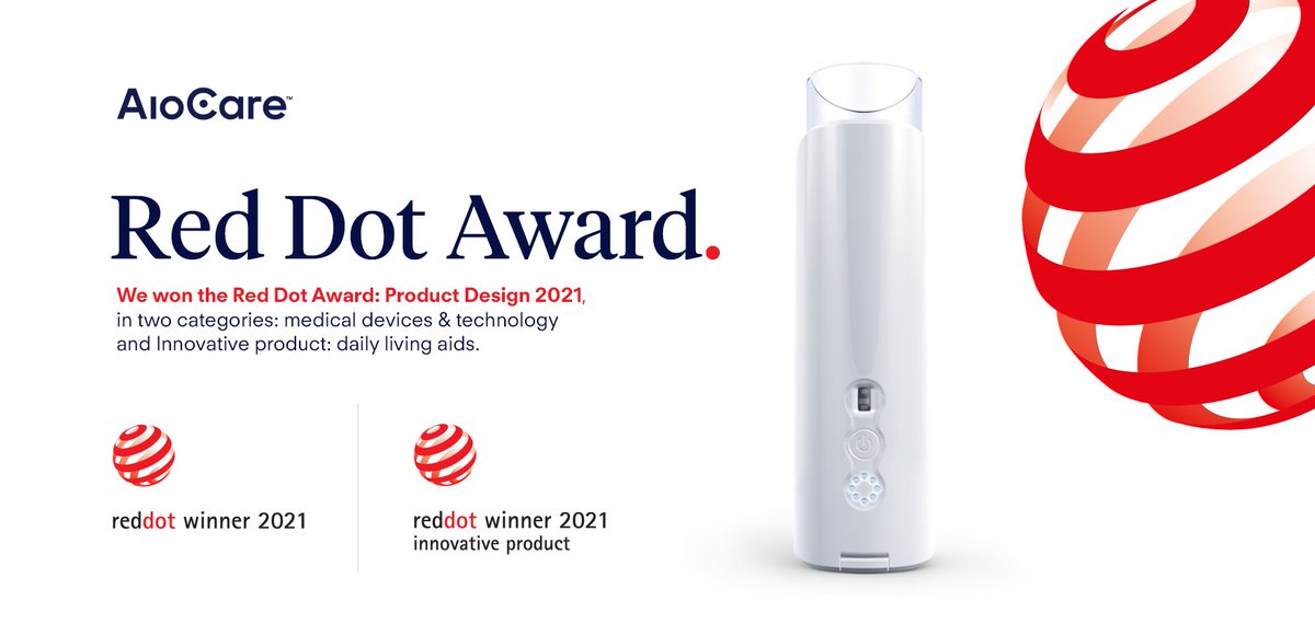 aiocare's tweet photo. We are proud to announce that we won Red Dot Award in two categories: Medical devices &amp; Technology and Innovative Product: daily living aids. 
Thank you @reddot for this prestigious award! https://t.co/YKEFJiZ1xu