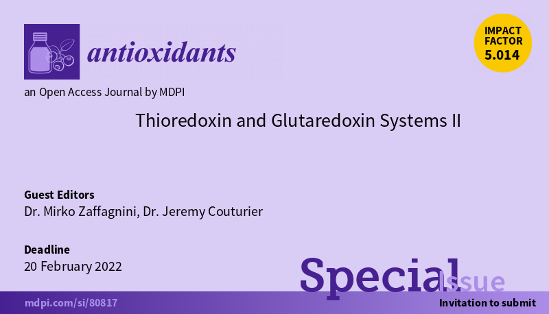 antioxidants_OA's tweet photo. 📢🆕Special Issue "#Thioredoxin and #Glutaredoxin Systems II" guest edited✏️by Dr. @MirkoZaffagnini and Dr. Jeremy Couturier is open for submissions!

👉Looking forward to your contributions at https://t.co/bdE64Kh6DO https://t.co/29Ae6btpHR