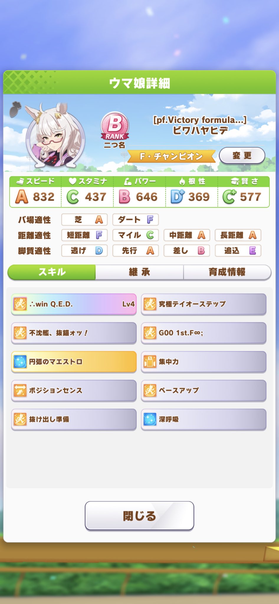 東方不敗 ビワハヤヒデ初育成でuraファイナル優勝コンテ無しで一発でクリア出来ました ウマ娘 ウマ娘プリティーダービー T Co A3s5detnyo Twitter