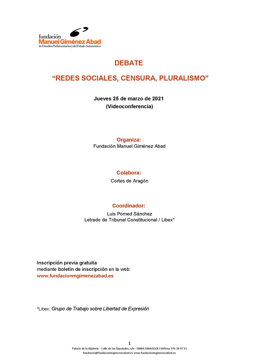 germanteruel's tweet photo. El próximo 25 de marzo tendremos un debate en la @Fundacion_MGA con @JoanBarata @PresnoLinera @VVzquez @MiryamRIS y Luis Pomed sobre "Redes sociales, censura, pluralismo". Podrá verse por zoom o a través del canal de youtube https://t.co/WRKzgrYpy6 https://t.co/aWtL9dbvcq