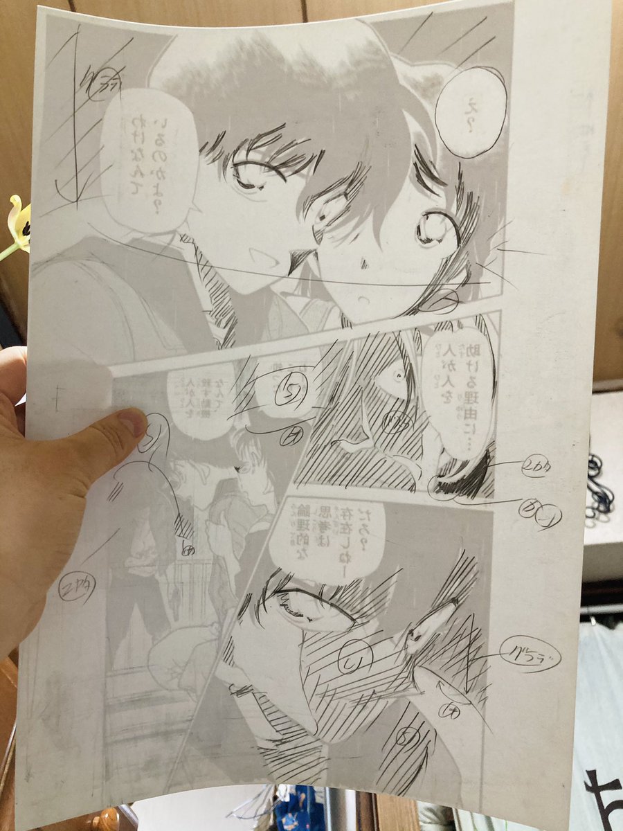 青山先生の複製原画届いたんだけどすごい!!裏面までしっかり印刷されてて、ひたすらに先生すごいってなる!!てか、この話が赤井的にも新蘭的にも大好きだから感動する!!青山先生すげぇ〜〜〜〜!! 