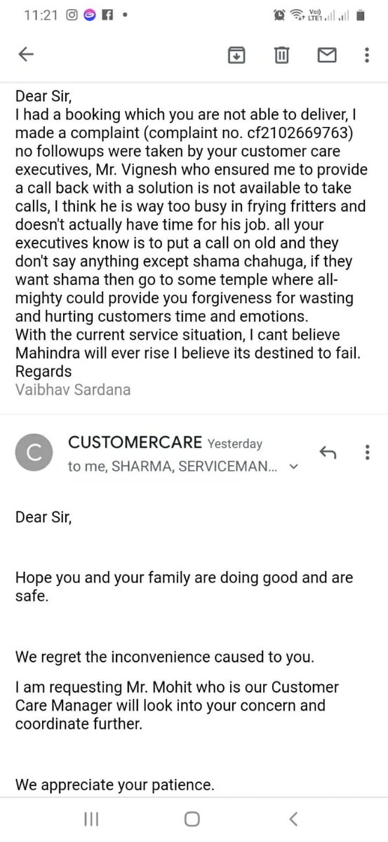HarshitJalan5's tweet photo. @anandmahindra @MahindraRise please look into this matter. A customer booked a XUV300 and you are not able to deliver it on time and even not responding positively..

This can be bad for you and your future endeavours.

Note: Posting on behalf of somebody else.

For details: DM https://t.co/Vx9NCq6efl