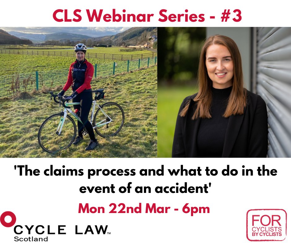 law_cycle's tweet photo. Registrations for CLS Webinar No #3 are now open. Zara will look at what you should do if you're involved in an #RTC on your bike. She'll also discuss the #claims process to ensure you get the compensation you deserve from the insurers of the third party.

https://t.co/dVFjdnsQDj https://t.co/oakGXbc0Ce