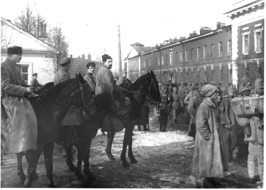 Red Army troops enter Kronstadt after the liquidation of the rebellion. Left: Ivan Fedko, Commander of the 187th Rifle Brigade; center: Pavel Dybenko, Commander of the Consolidated Division.