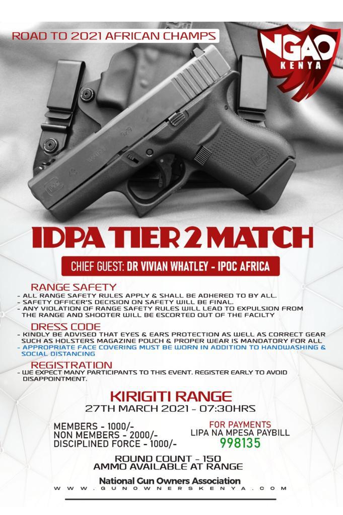 A few days to go to the @officialidpa   sanctioned match at the #NGAOKenya range in Kirigiti on 27 th March for #ShootingSport. Follow @NGAO_Kenya
Register today, details on poster.