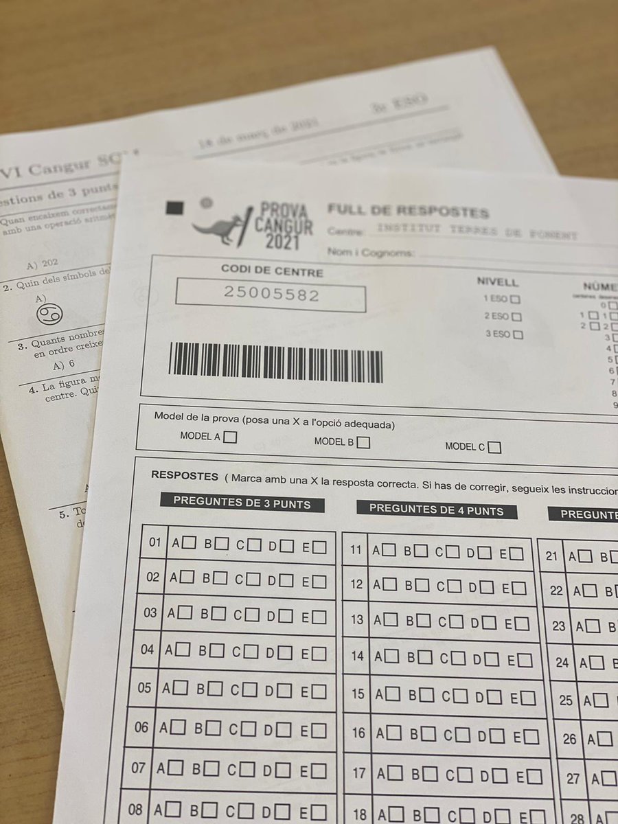 Avui els nostres alumnes participen a les proves #Cangur2021 @CangurCat
<a href="/soccatmat/">Societat Catalana de Matemàtiques</a>.
A gaudir-les i molta sort!
