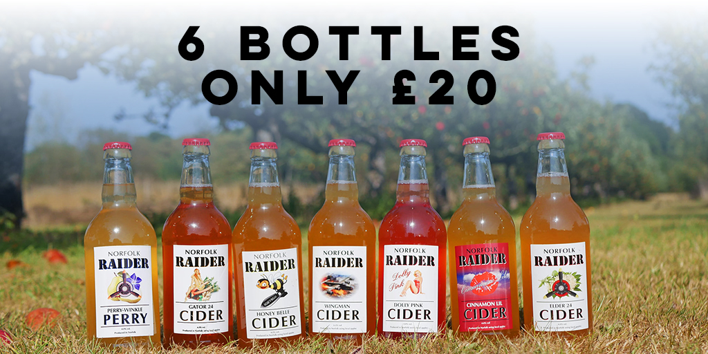 New deal on our website shop! 6 bottles for just £20!😲 Save even more with our FREE Norfolk delivery! Just select Norfolk Delivery at check out.😃 norfolkraidercider.co.uk/shop #NorfolkCider #Norfolk #Norwich #Cider #CiderLover #TraditionalCider #LocalCider