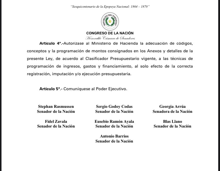 Presentamos un Proyecto de Ley para anular los aumentos salariales de la Cámara de Senadores y del Congreso Nacional, utilicemos esos fondos para medicamentos y vacunas en este momento tan acuciante para la ciudadanía