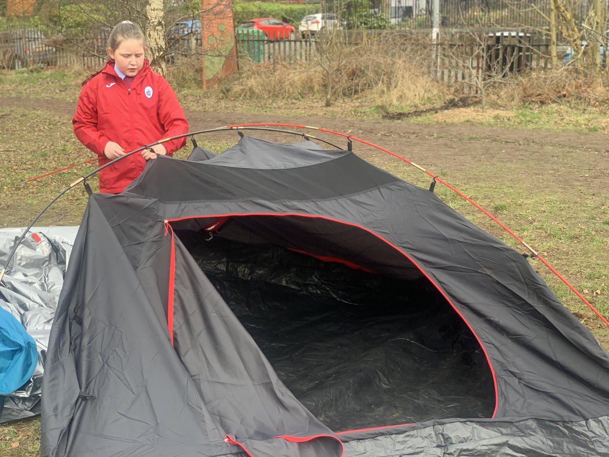 StCharlesGla's tweet photo. Team #TentChallenge using our @TheLeaderinMe habits @childrens_wood. The class are working in two teams to build a tent. One hour in and they’re getting there. Thank goodness it’s not raining!! #Synergize #Teamwork #CampingChallenge @DecathlonUK https://t.co/YQoqbGlHjQ