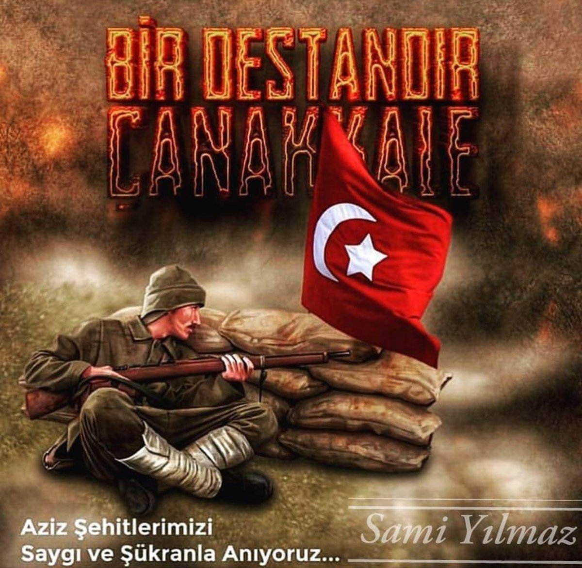 Samiyillmaz's tweet photo. Çanakkale Zaferi’nin 106. yılında ulu önder Mustafa Kemal Atatürk Ve Silah Arkadaşları başta olmak üzere tüm şehitlerimizi ve gazilerimizi saygı ve minnetle anıyoruz.
.
#ÇanakkaleGeçilmez https://t.co/8OdOdasPAE