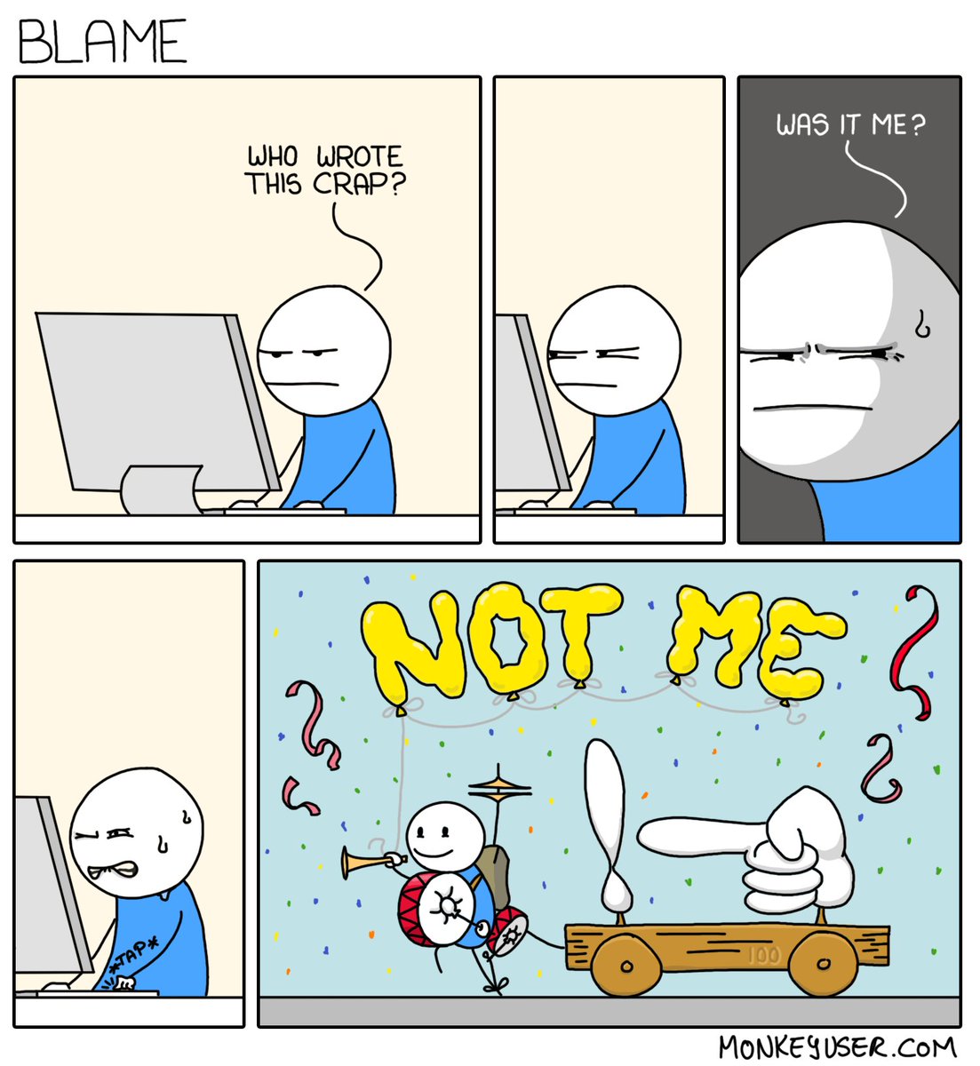 bobjiang123's tweet image. #monkeyuser blame, not me.