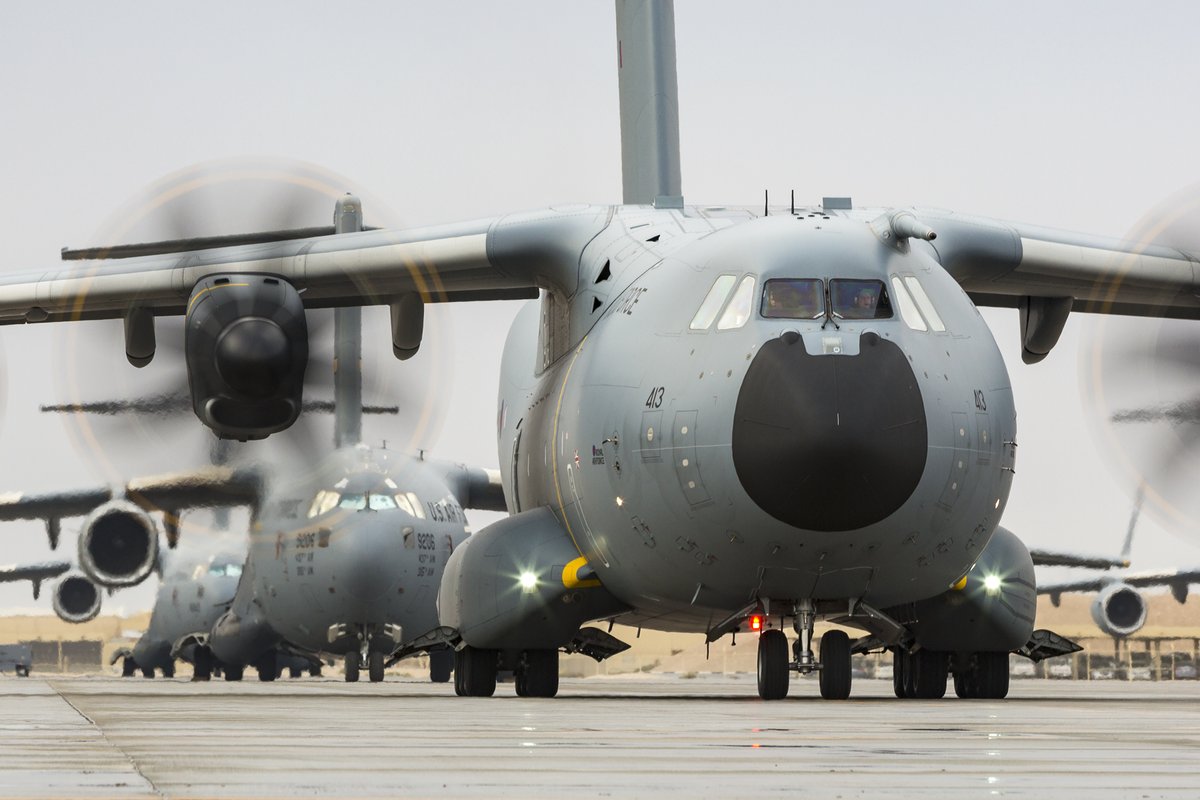 An RAF A400M transporting people and cargo where it is needed most on Operations.