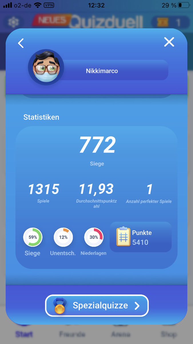 Endlich ein perfektes <a href="/Quizduell/">Quizduell</a> mit 18 Richtigen!
Nach fast einem Jahr, 1.315 Spielen und jeder Menge 17er Runden ist mein großes Lockdownziel nun erreicht.
Bin dabei auf jeden Fall nicht dümmer geworden 🤓