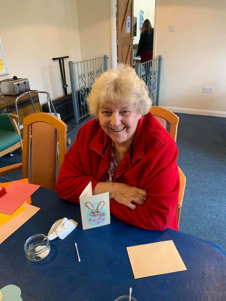 Lovely to have our daycentres open again, because we're seeing the happy smiling faces of our clients again. Easter activities this week, including making cards. 💕 🐤🐣🐥🐇
