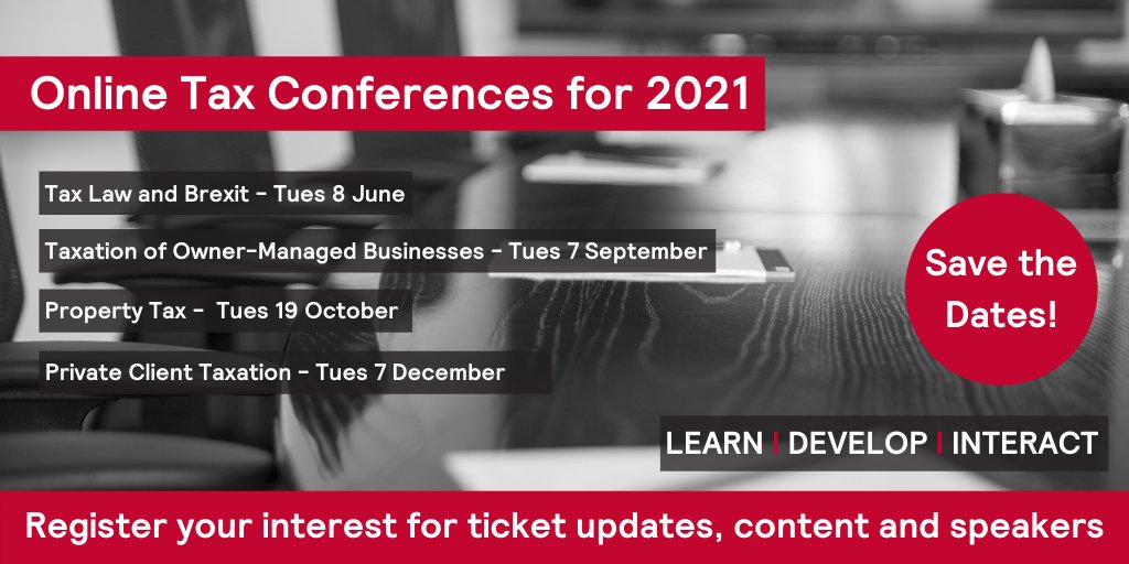 BloomsburyPro's tweet photo. #Savethedates!
We're pleased to announce our #online #tax #conferences schedule for 2021!
Register your interest now to be the first to hear of speakers, content and tickets!
#ownermanaged #propertytax #privateclient #accountants #taxadvisers #brexit
https://t.co/H7ziPLabQp https://t.co/klr5iMEotH