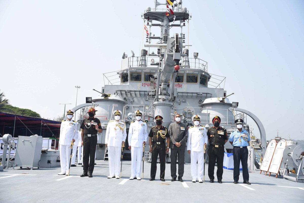 Defence_XP's tweet photo. Indigenously built Indian Naval #LandingCraftUtility (LCU) L58, the eighth and last ship of the LCU Mark IV Class Commissioned at Port Blair, Andaman & Nicobar Islands, today. The ship adds fillip to #MakeInIndia. https://t.co/rl0MOSxeZj