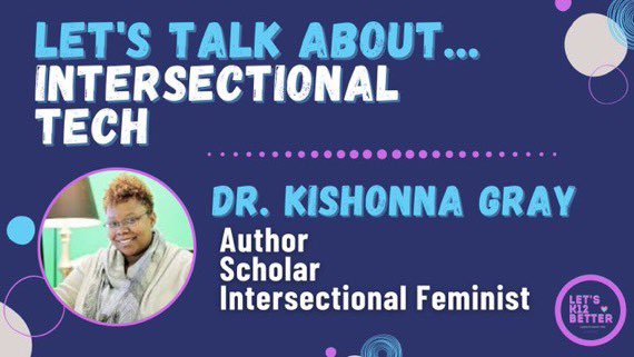 LetsK12Better's tweet photo. What is #IntersectionalTech?
We sat down with Dr. @KishonnaGray to discuss her latest book, Black cyberfeminism, and creating more inclusive gaming spaces/culture. 

https://t.co/vFLJNey3QV #letsk12better #POCinPlay #BlackGirlGamers #WomensHistoryMonth https://t.co/NmDo5Resjd