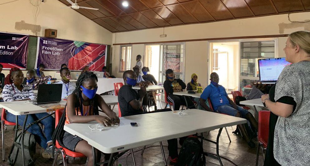 UKinSierraLeone's tweet photo. Yesterday was the final day of our #FreetownFilmLab, it was epic to watch the final products - short films about climate & environment issues here in #SierraLeone. Thank you to all those working hard behind the scenes. #TogetherForOurPlanet #LehWiJoinHanForMakeTheWorld. https://t.co/3DO85oHmkv