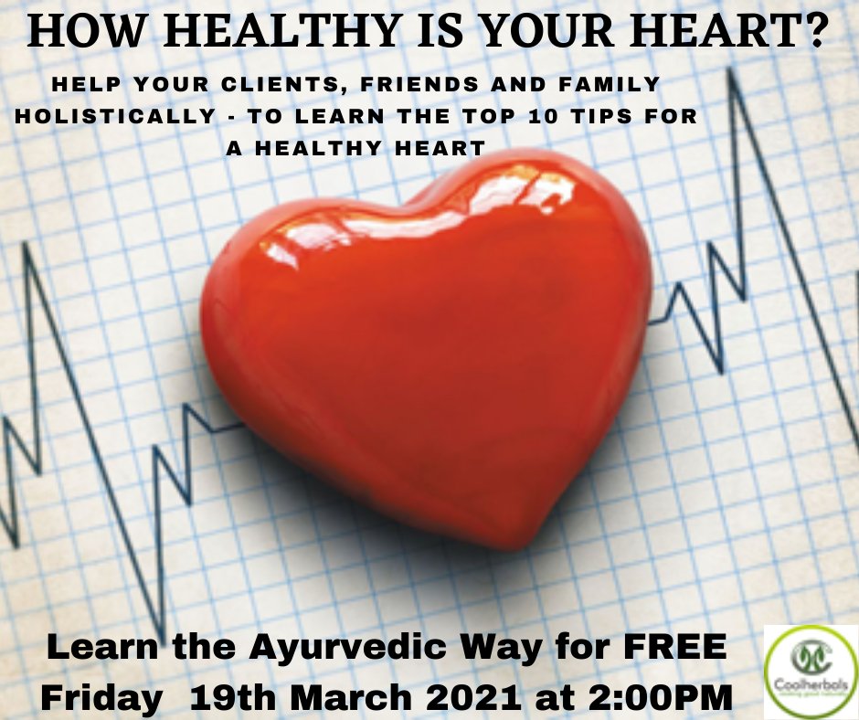 Nutrigro's tweet image. Learn the Top 10 Healthy Heart Tips and Foods for a Healthy Heart, 
by joining us on Zoom on Friday 19th March 2021 at 02:00 PM London.
Coolherbals Seminar
Join Zoom Meeting by clicking on the following link:-
zoom.us/j/95206733316?…
Meeting ID: 952 0673 3316
Passcode: 923947