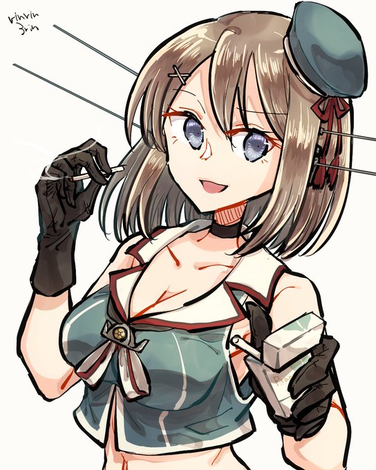 艦これらくがき。喫煙所でばったり会うタイプの摩耶ちゃん 