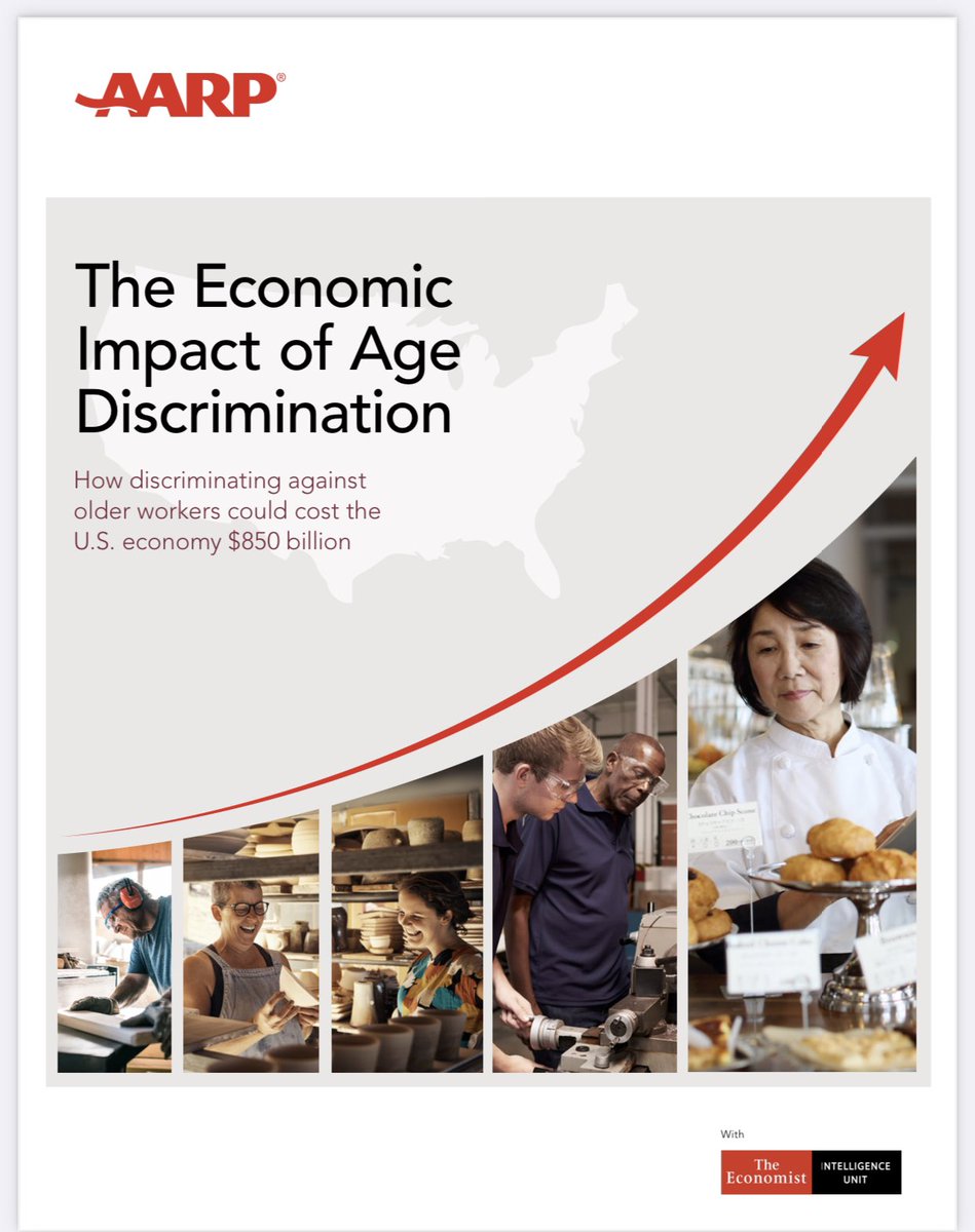 Ageism affects us all. Discriminating  against Americans age 50+ cost the U.S. economy $850 billion in 2018. We could see a potential gain of  $3.9 trillion annually in a no-age bias economy. Learn more: aarp.org/research/topic… #AWorld4AllAges #longevityeconomy #disruptaging