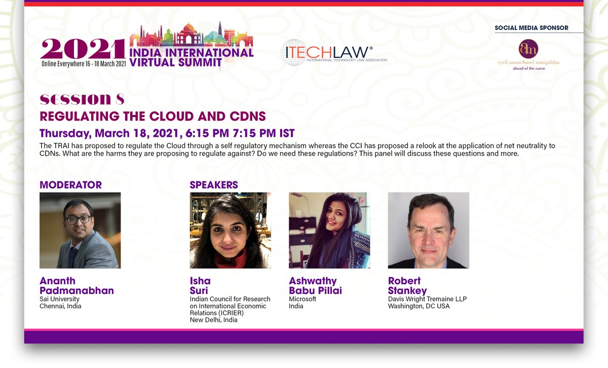 itechlaw_assn's tweet image. Do you think the Cloud should be regulated? What are the harms they are proposing to regulate against? Join the discussion, beginning in 15 minutes!
#ITLIndia2021 #CloudSharing #CDN