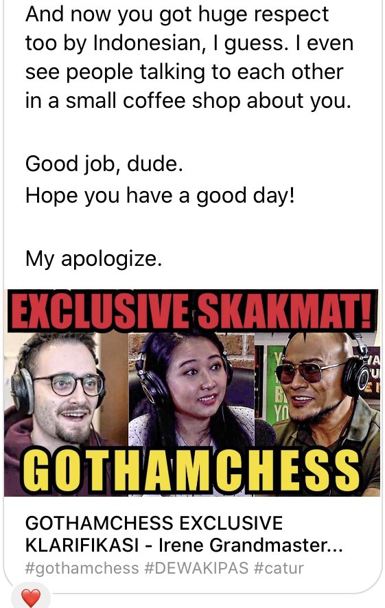 GothamChess on X: GOOD NEWS! I visited @corbuzier podcast and I am now  making friends with Indonesian netizens ❤️  / X