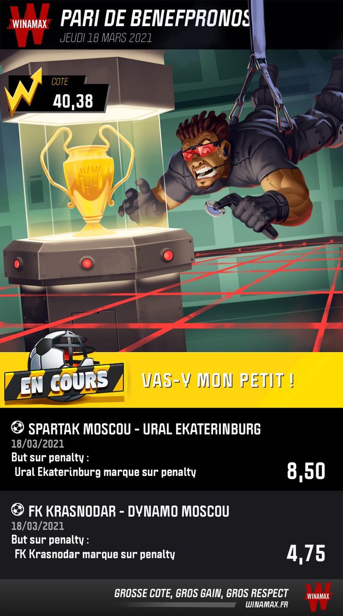 BenefPronos_'s tweet image. 🔱Penalty en x4 
🥩Voir photos 🤑
⚽️PK croisés S.Moscou - Ural / FK Krasnodar - D.Moscou

🤑Bon match à tous !#TeamParieur 

❤️ &amp;amp; ♻️ Pour le soutien 

🛑Parrainage Winamax : winamax.fr/i/9nfega