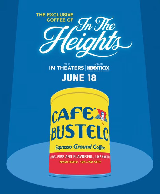 Look for Café Bustelo® on the big screen — see #InTheHeightsMovie in theaters and streaming exclusively on @HBOMax June18.  #MyCompany #CafeBusteloEstuvoAqui #CafeBusteloWasHere ☕