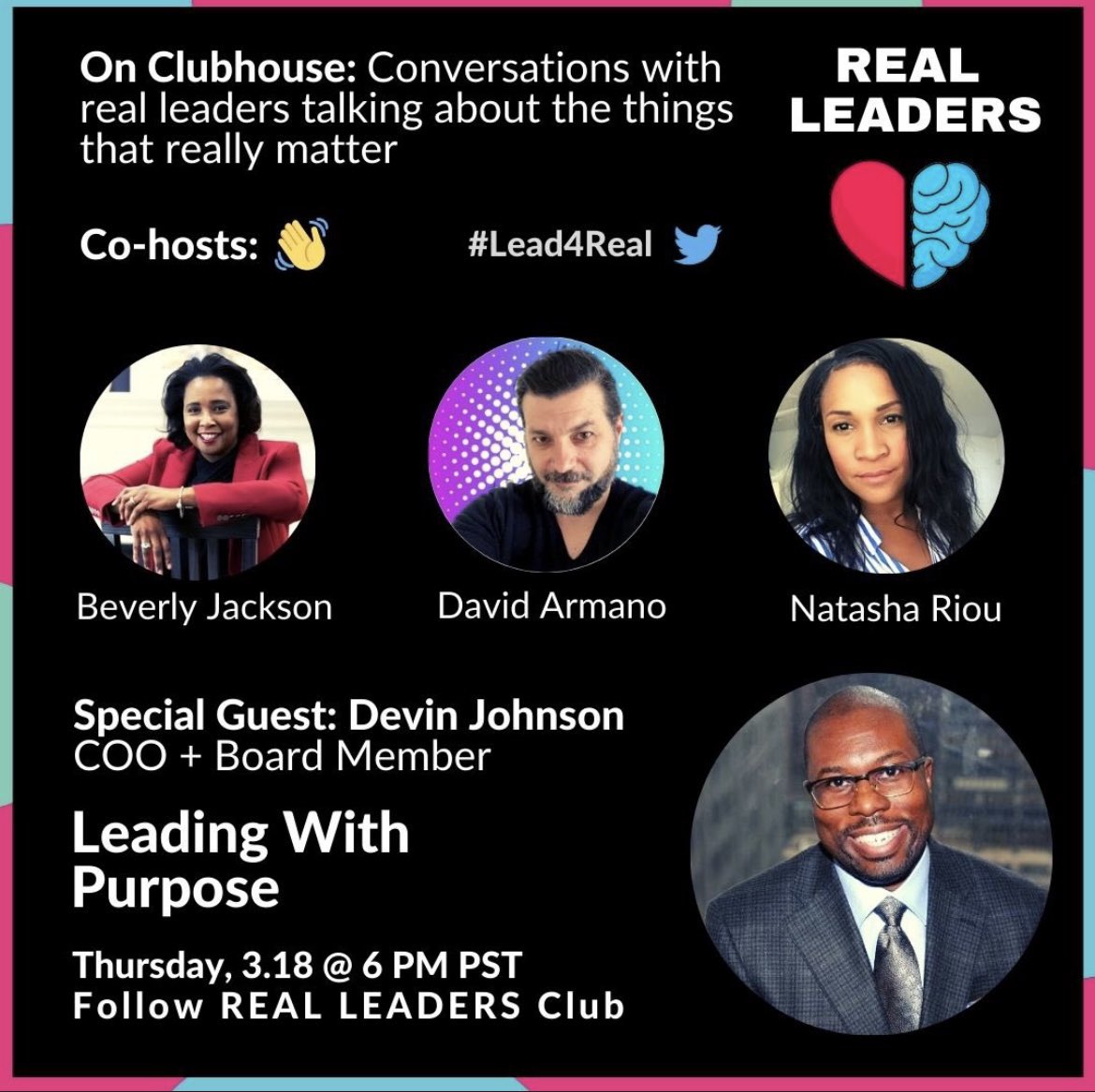 natashariou's tweet image. @devin is on stage tonight - Real Leaders, Real Talk! 6PM PST, We - @armano @BevJack - can’t wait to unpack the history, vision and legacy of his career. Send me your QUESTIONS!!! #Talk4Real            Pssssst🤫 After hours Real,Real Talk  #TwitterSpaces