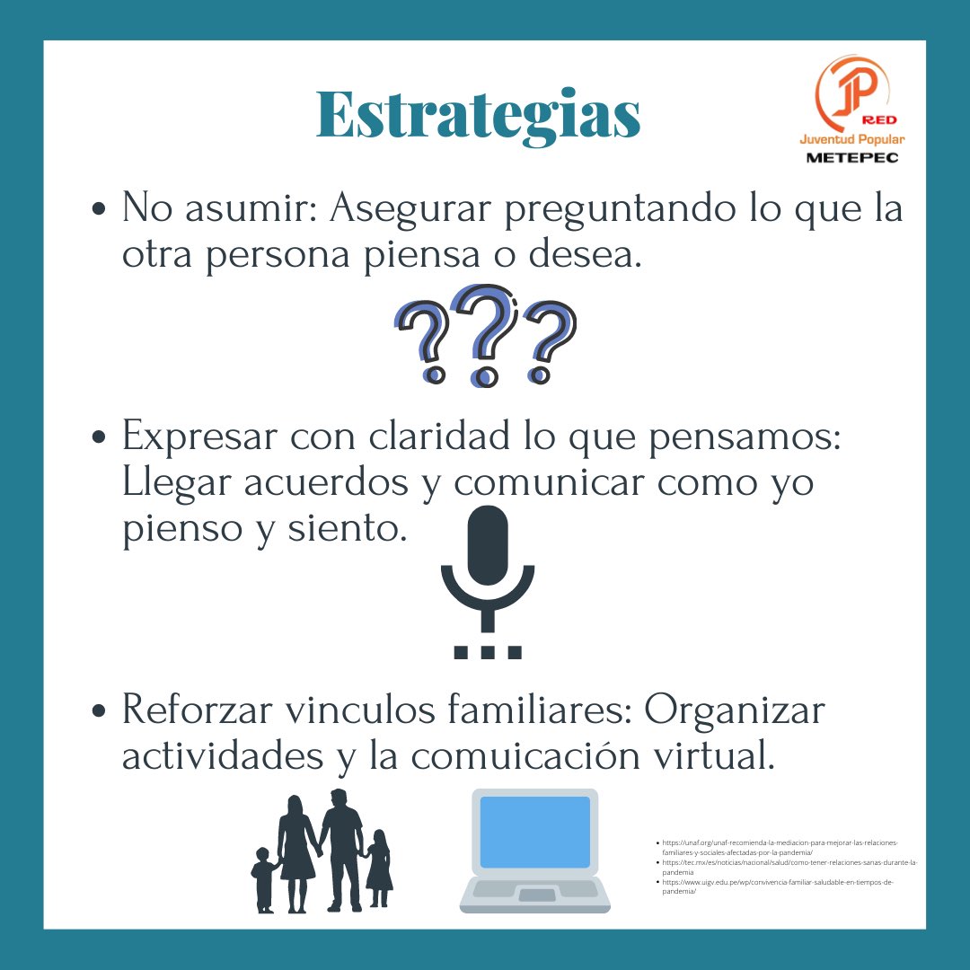 MetepecPopular's tweet photo. La familia de Juventud Popular Metepec sabe la importancia de las relaciones sociales, te recomendamos estas estrategias para mejorarlas.  #AccionesResponsables. 💻🧡 https://t.co/F3Loqx2ACk