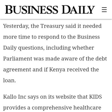 Why would treasury need time to respond on whether they borrowed sh139bn, had parliament's approval to borrow & whether they received the loan proceeds if they indeed didn't borrow any? Has sh139bn become too petty a sum to escape attention of the treasury?