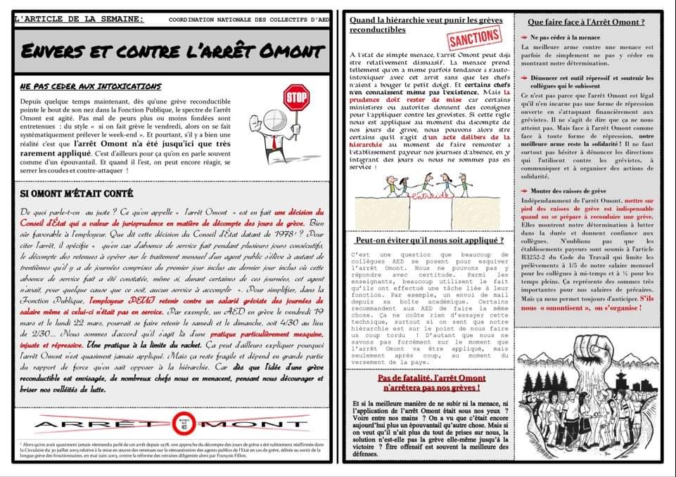 Entre épouvantail et instrument pour punir les grèves reconductibles : on vous parle aujourd'hui de l'arrêt Omont et des raisons de ne se laisser ni intimider, ni intoxiquer.
Seule la lutte paie !
#NousNeSommesPlusVosPions
#GrèveAED #SemaineMorte22Mars