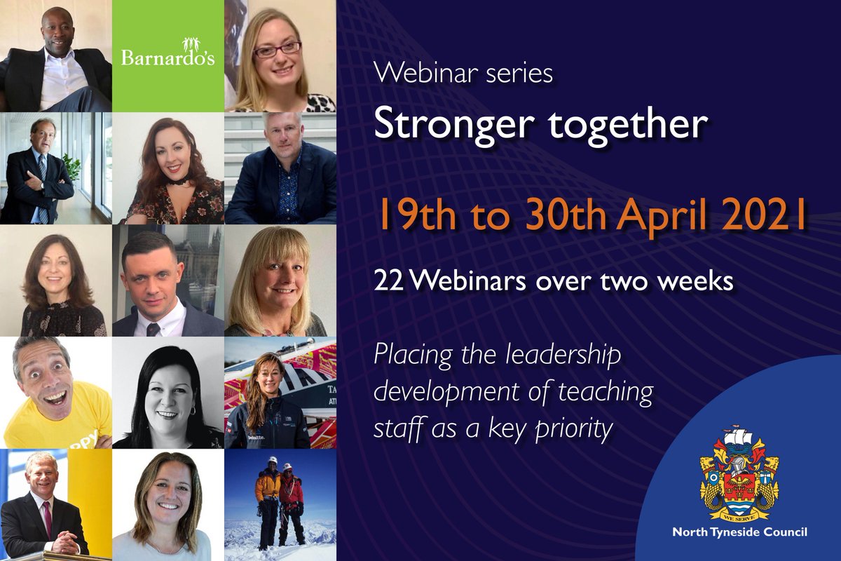 Over 20 webinars across two weeks. Our Webinar series 'Stronger together' brings you a wide variety of stimulating and thoughtful presentations, workshops and networking events - 19th to 30th April 2021. Book now: nteysis.org.uk/leadership-vir… @NTSecondaryTeam @NTPrimaryTeam